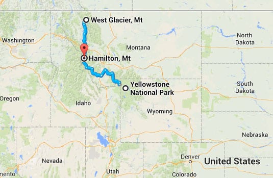 Yellowstone to Glacier Map