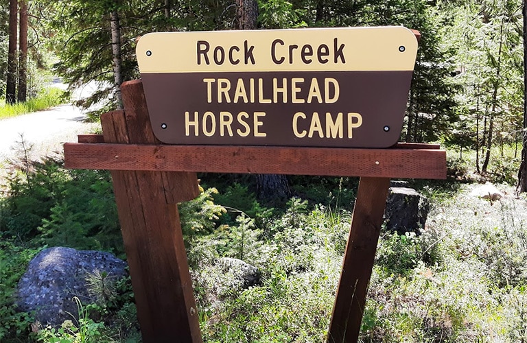 rock creek trailhead horse camp sign