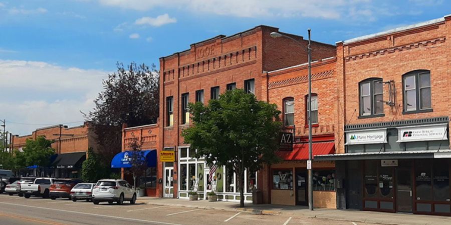 Image of main street in Stevensville, MT