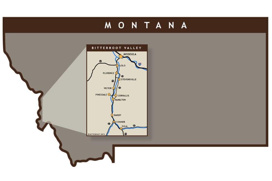 bitterroot valley location map