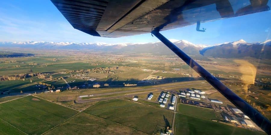 aerial view of airport in stevensville, mt