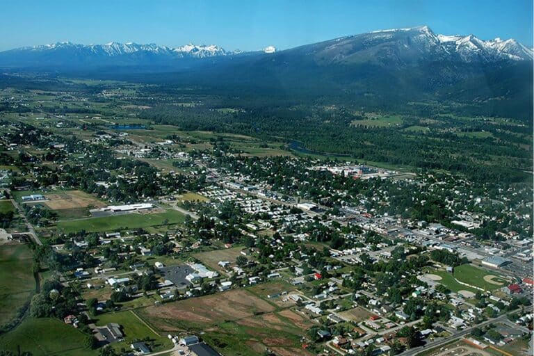 aerial image of montana's bitterroot valley