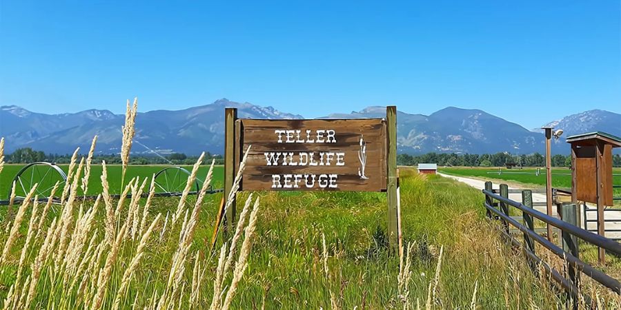 image of entry gate and sign of Teller Wildlife Refuge