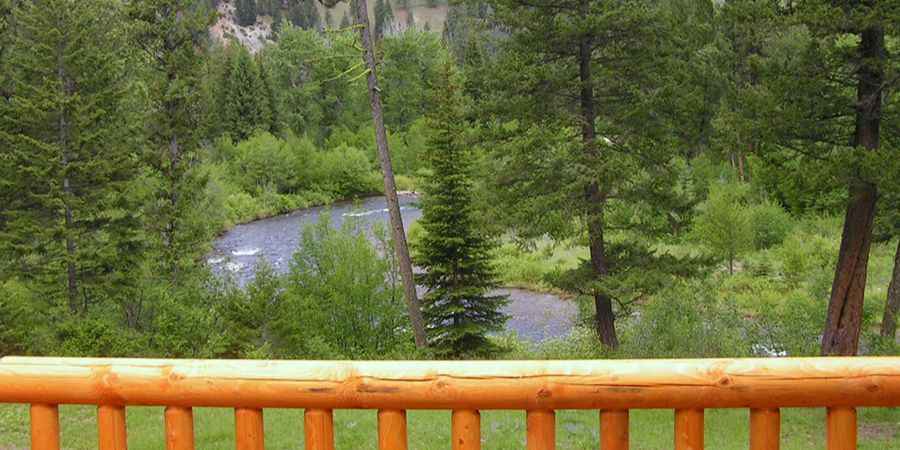 view from a riverfront cabin on the east fork of the bitterroot river
