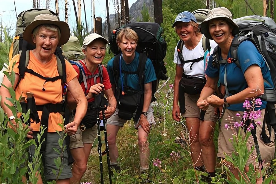 image of a group of hikers in the bitterroot mountains