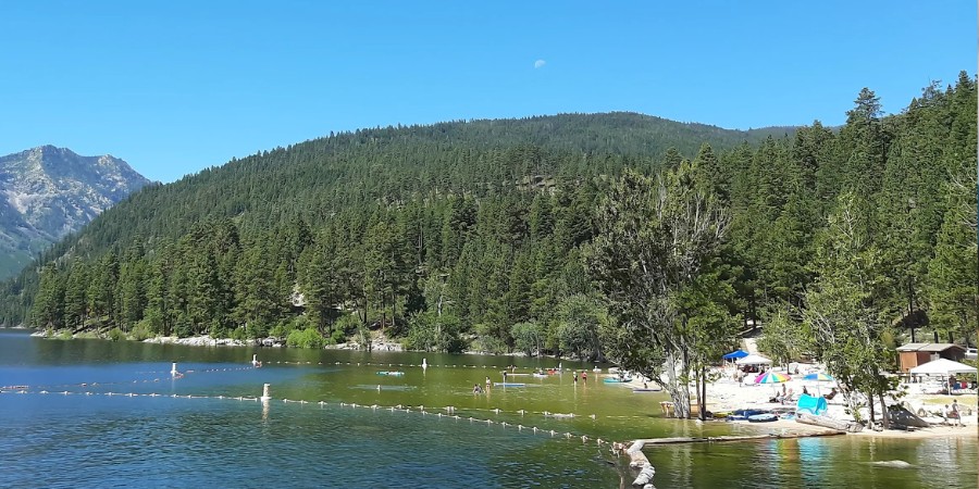 swimming area at lake como near darby, mt