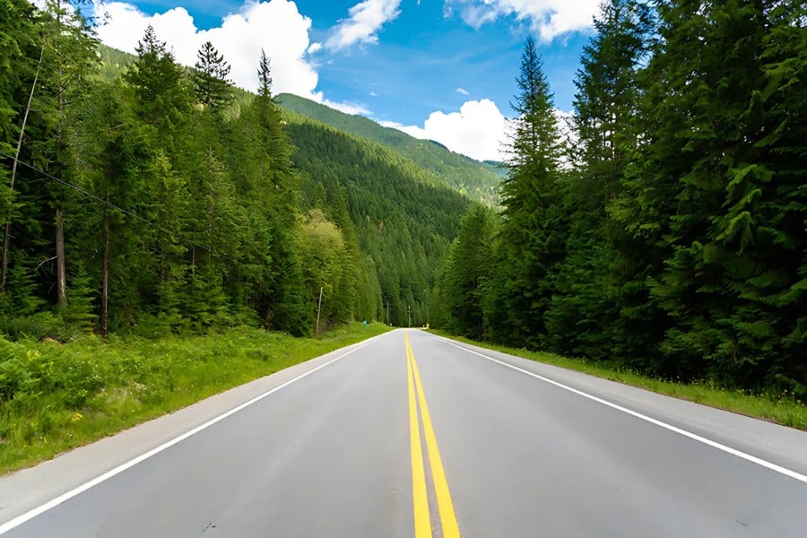 image of a scenic drive on a mountain highway