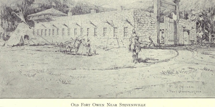 historical drawing of fort owen