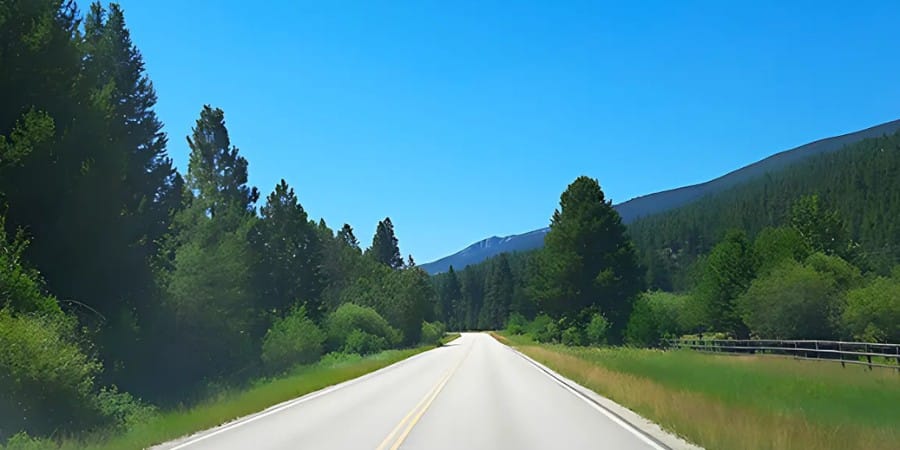 image of the west fork road near darby, mt