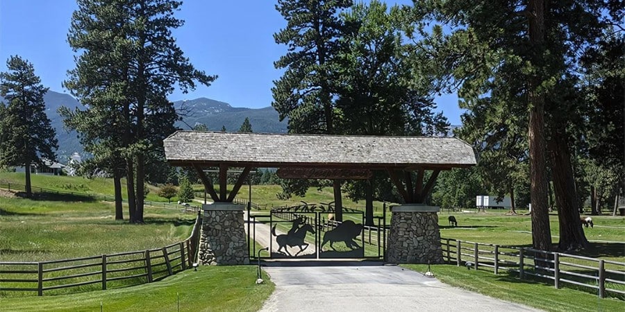 image of the entrance to chief joseph ranch near darby, mt