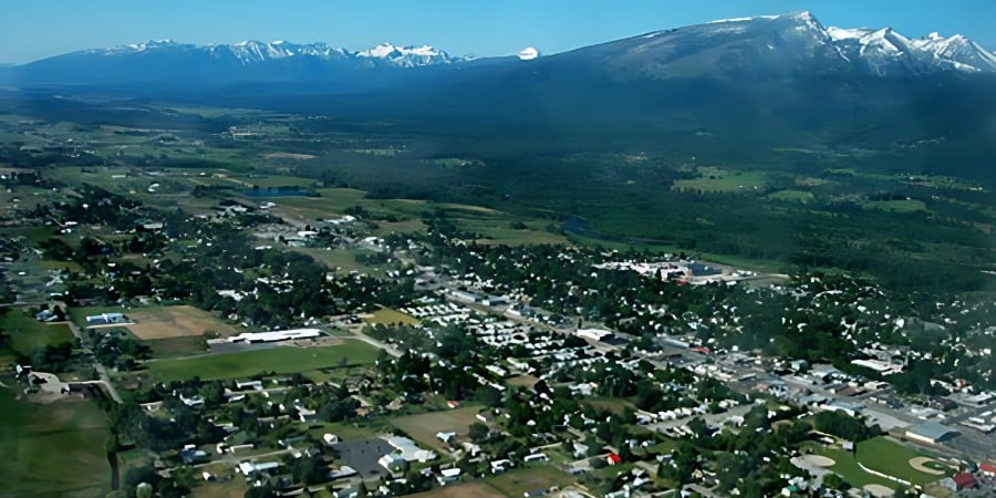 aerial image of the bitterroot valley