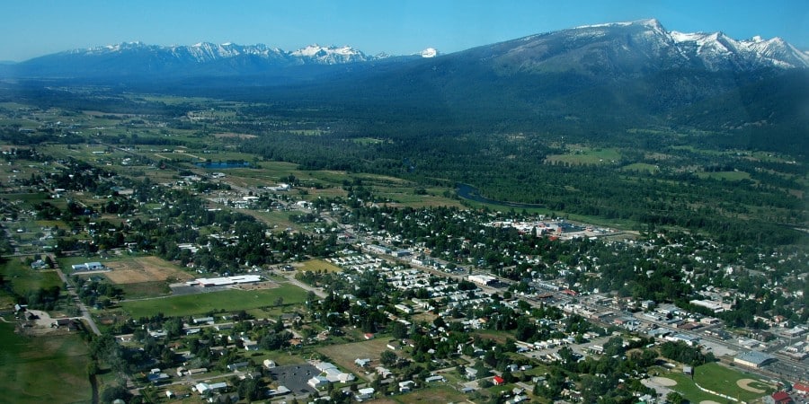 aerial image of the bitterroot valley