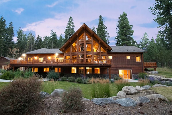image of beautiful secluded log home