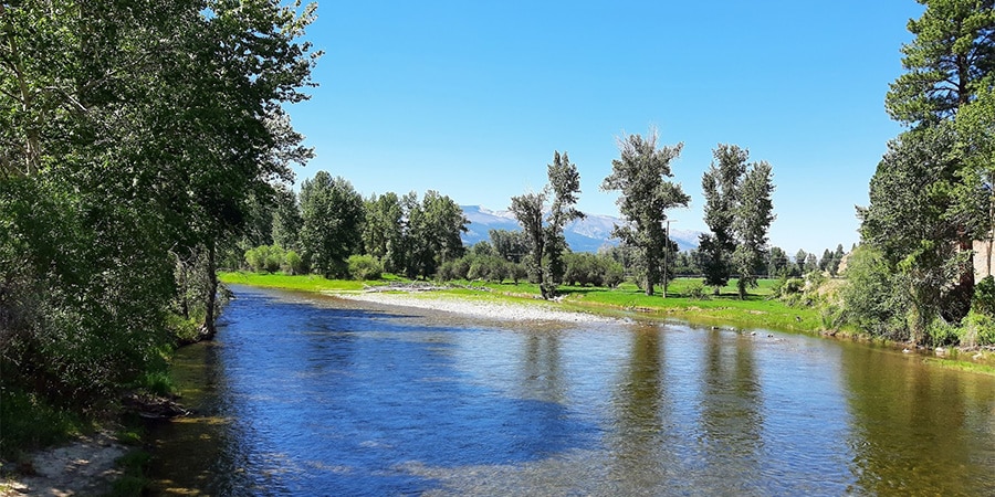 image of the upper bitterroot river at low water