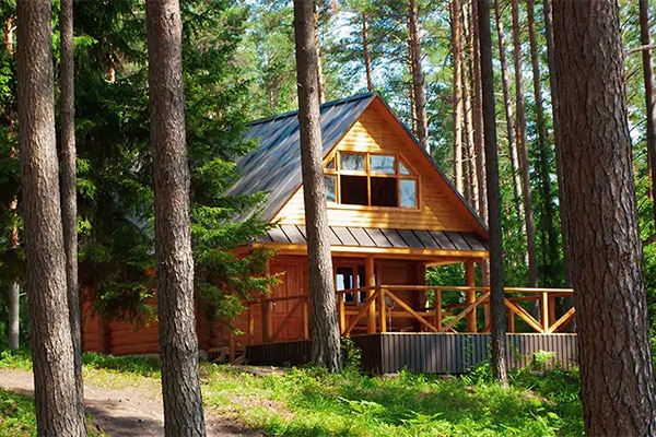 image of a vacation rental cabin in the woods