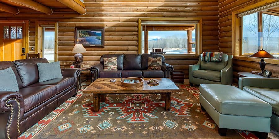 image of a cabin's living room in the bitterroot valley