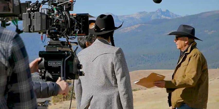 image of the filming of the yellowstone tv show in the bitterroot valley