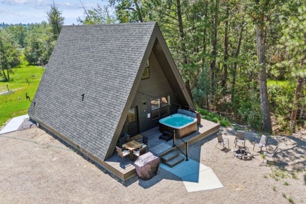 image of sapphire a-frame cabin near stevensville, mt