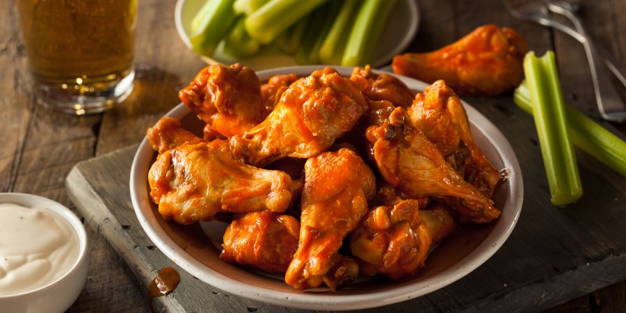 Image of a plate of hot wings
